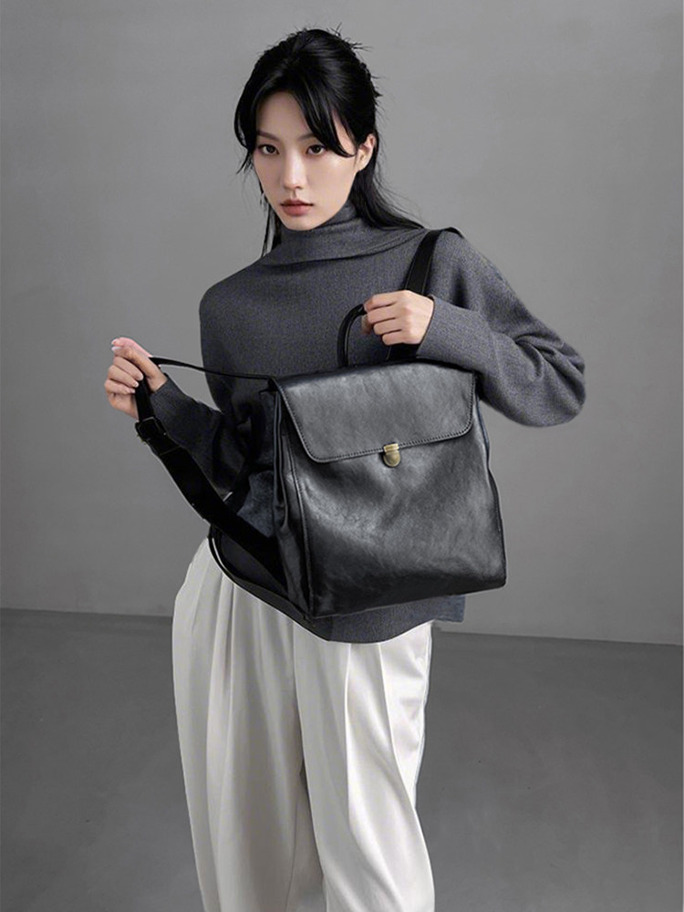 Mochila de cuero genuino de ma - Luxury Bags Quality reseña y precio